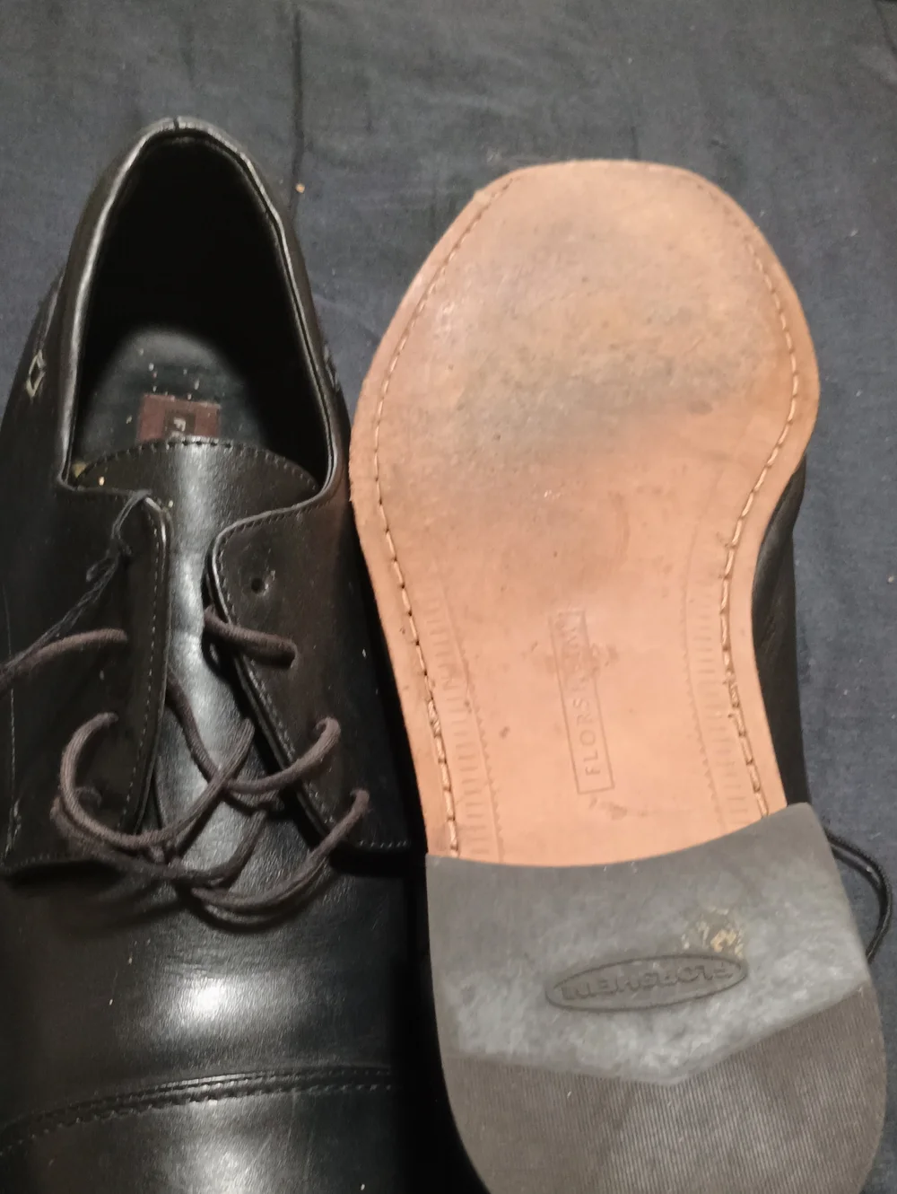 Florsheim Black Leather Cap-Toe Derby Shoes (259) 15 D